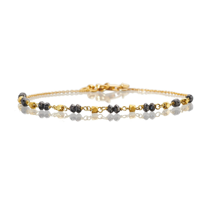 "Leila" Black Diamond Gold Bead Bracelet