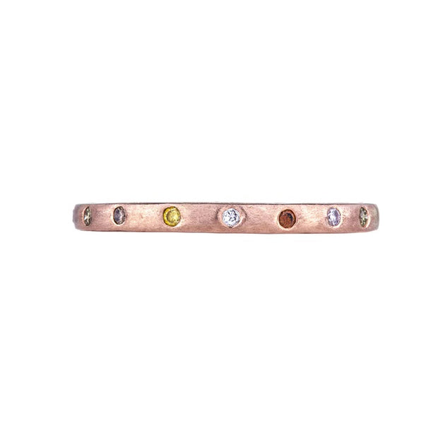 18 Karat Rose Gold Multi-Color Diamond Ring