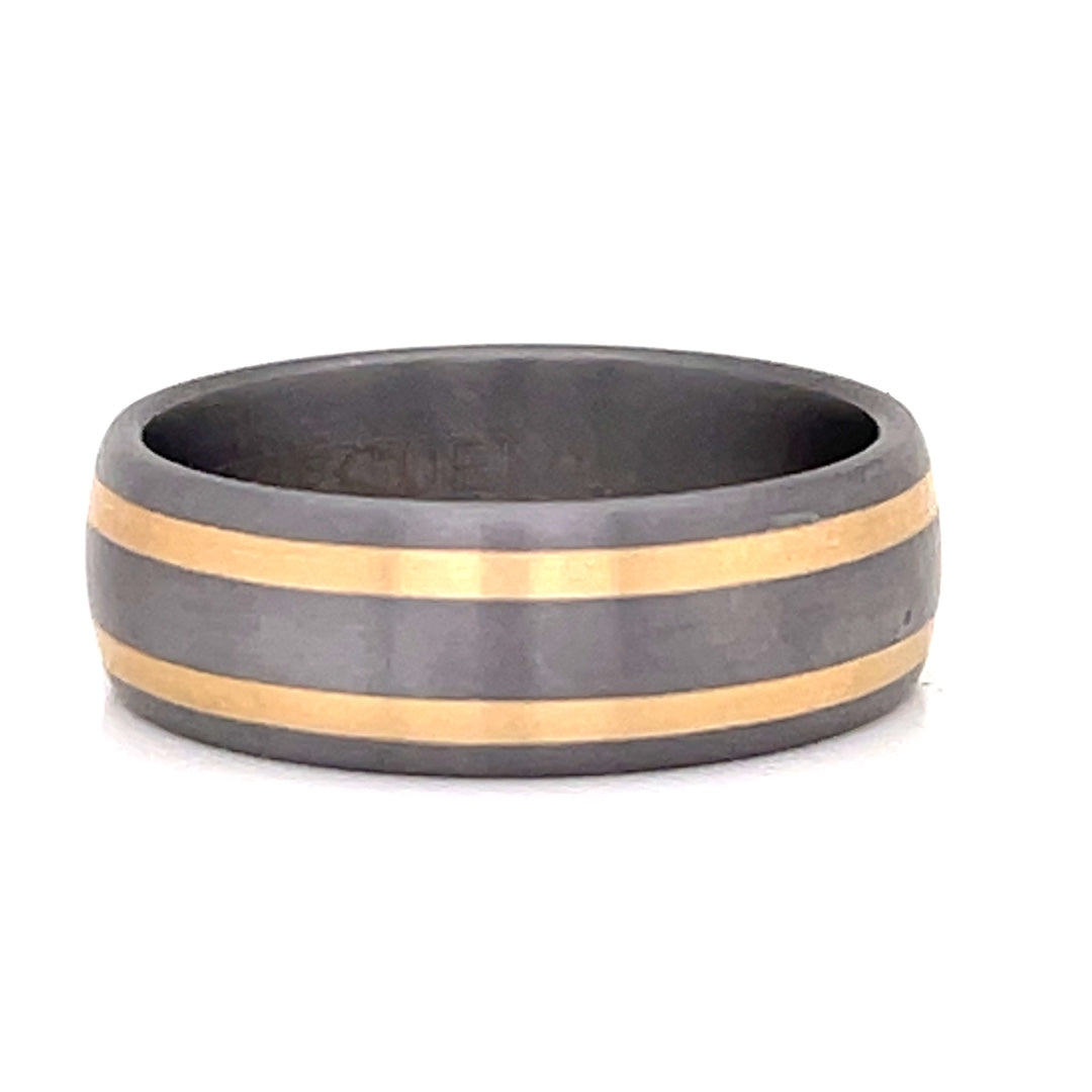 14 Karat Yellow Gold and Tantalum Men's Wedding Band