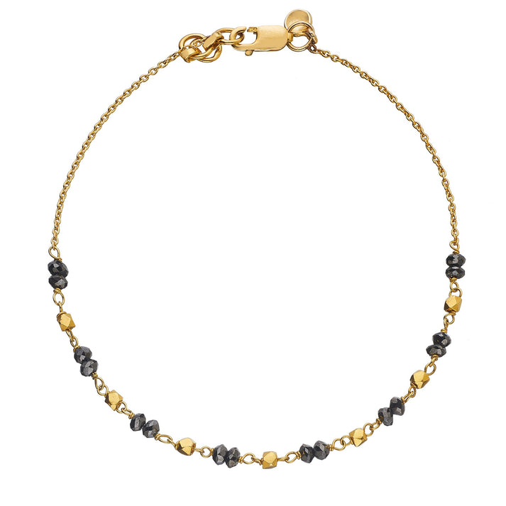 "Leila" Black Diamond Gold Bead Bracelet