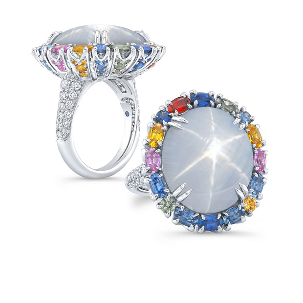 Platinum Multi-Colored Sapphire Ring