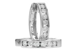 Allison Kaufman Channel-Set Diamond Huggie Hoops in 14K White Gold, 0.25 ctw, alternate view