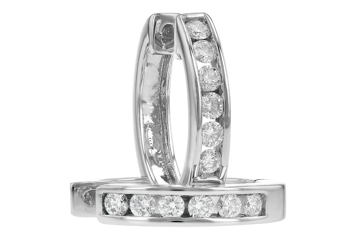 Allison Kaufman Channel-Set Diamond Huggie Hoops in 14K White Gold, 0.25 ctw, alternate view