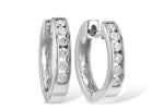 Allison Kaufman Channel-Set Diamond Huggie Hoops in 14K White Gold, 0.25 ctw