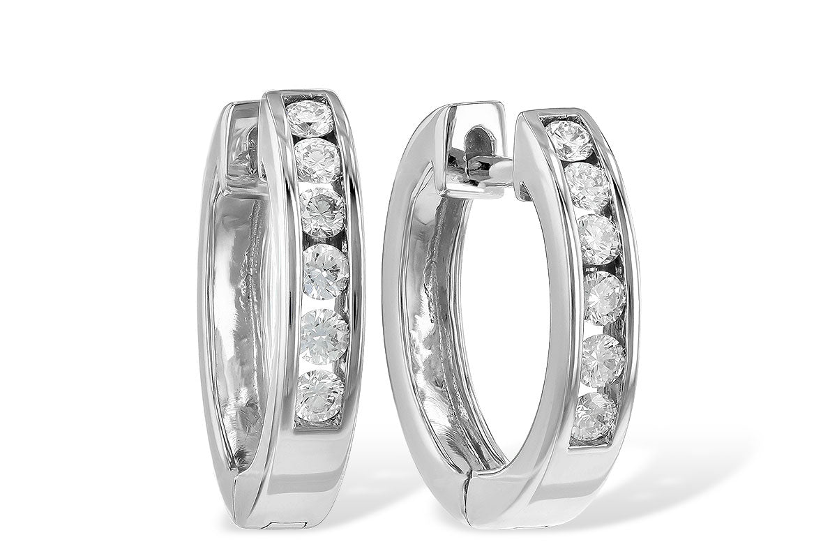 Allison Kaufman Channel-Set Diamond Huggie Hoops in 14K White Gold, 0.25 ctw