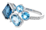 Allison Kaufman Blue Topaz Multi-Shape Cluster Ring in 14K White Gold, 3.15 ctw, alternate view