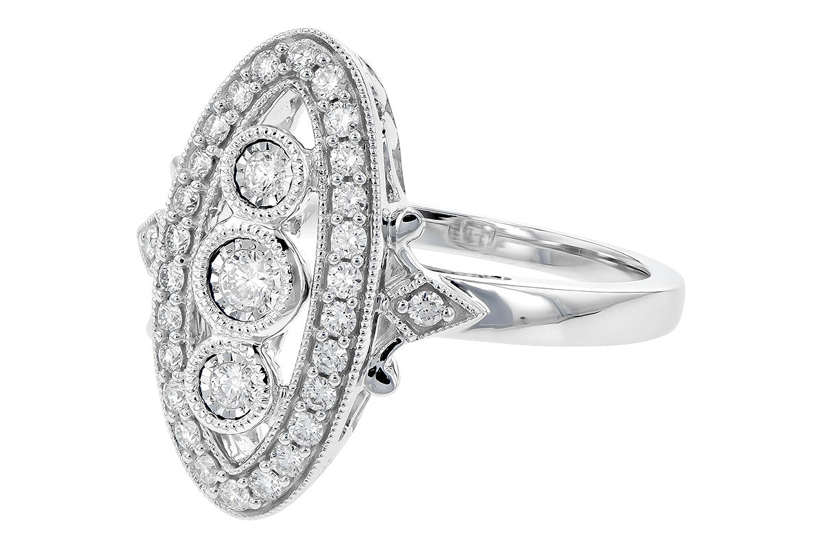Allison Kaufman Vintage-Style Oval Diamond Ring in 14K White Gold, 0.36 ctw, alternate view