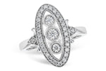 Allison Kaufman Vintage-Style Oval Diamond Ring in 14K White Gold, 0.36 ctw