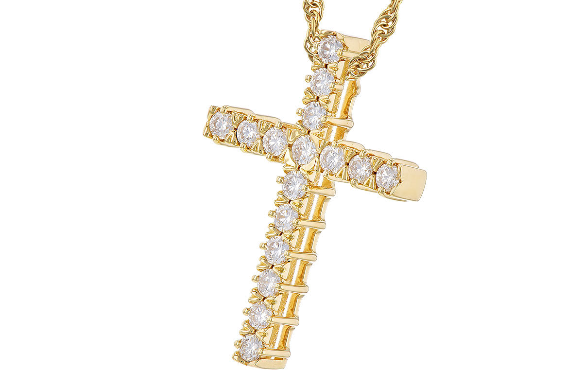 Allison Kaufman Diamond Cross Pendant Necklace in 14K Yellow Gold, 0.50 ctw, alternate view