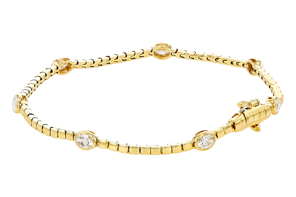 Allison Kaufman Oval Diamond Bar Link Bracelet in 14K Yellow Gold, 1.30 ctw, alternate view
