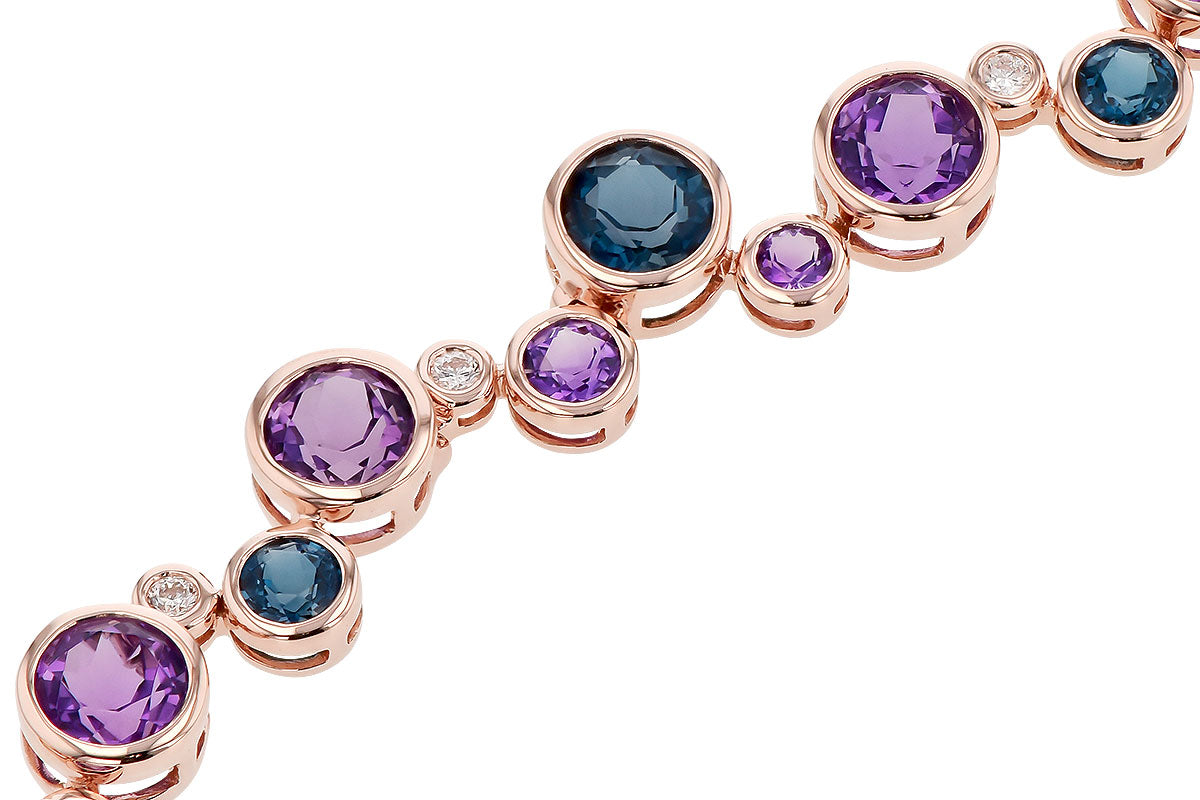 Allison Kaufman Freeform Amethyst & Blue Topaz Bracelet in 14K Rose Gold, 14.20 ctw, alternate view