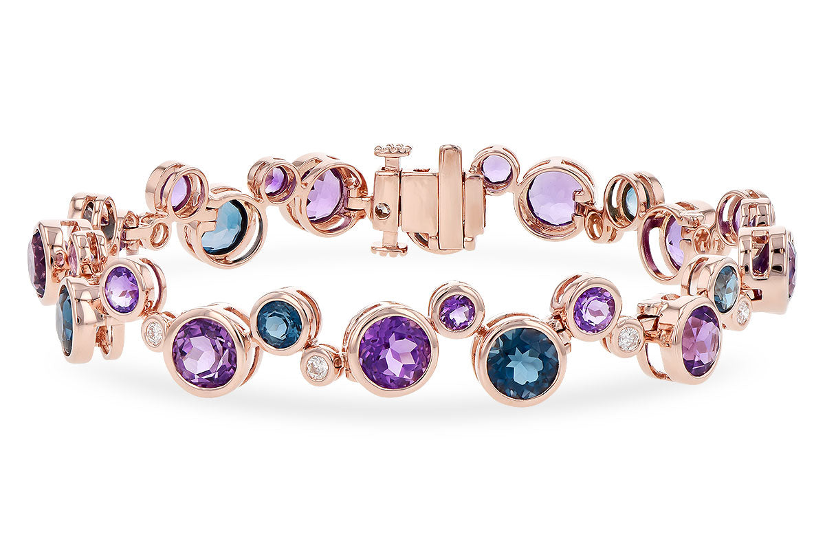 Allison Kaufman Freeform Amethyst & Blue Topaz Bracelet in 14K Rose Gold, 14.20 ctw