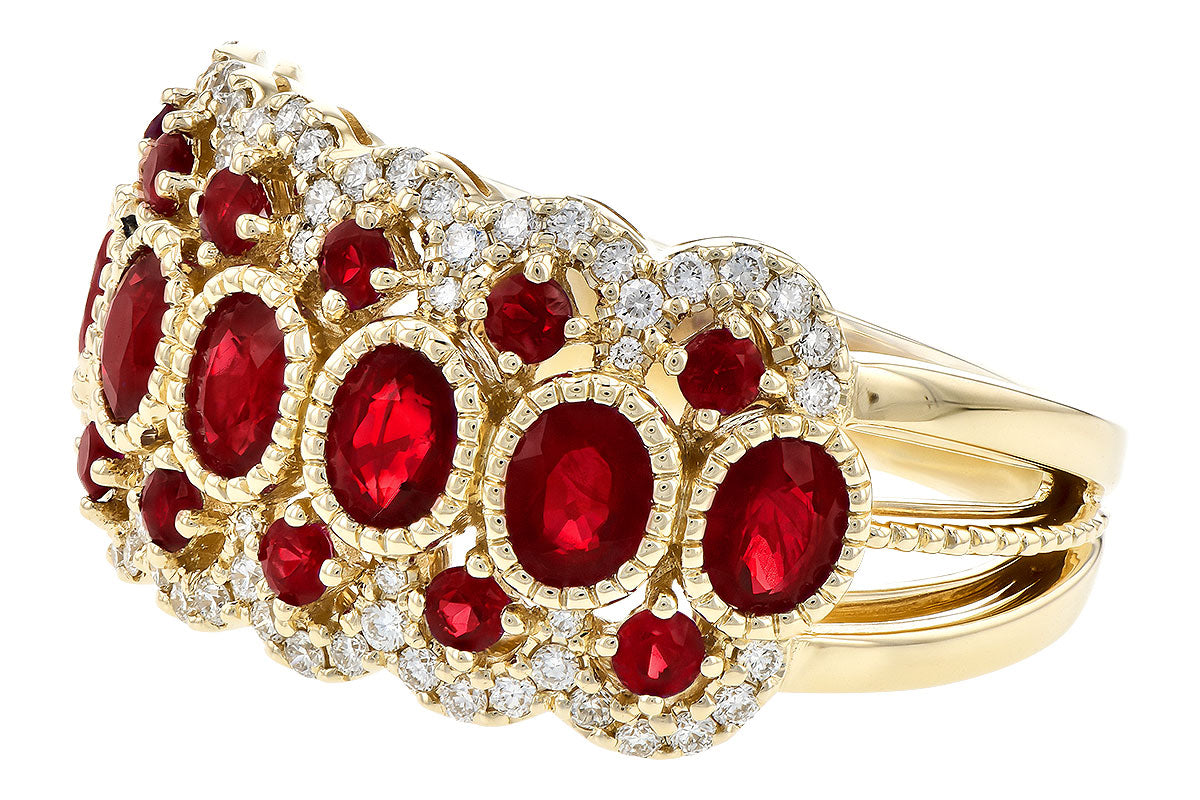 Allison Kaufman Ruby & Diamond Split-Shank Band in 14K Yellow Gold, 2.15 ctw, alternate view