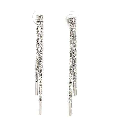 Diamond Straight-Line Dangle 14KW Estate Earrings