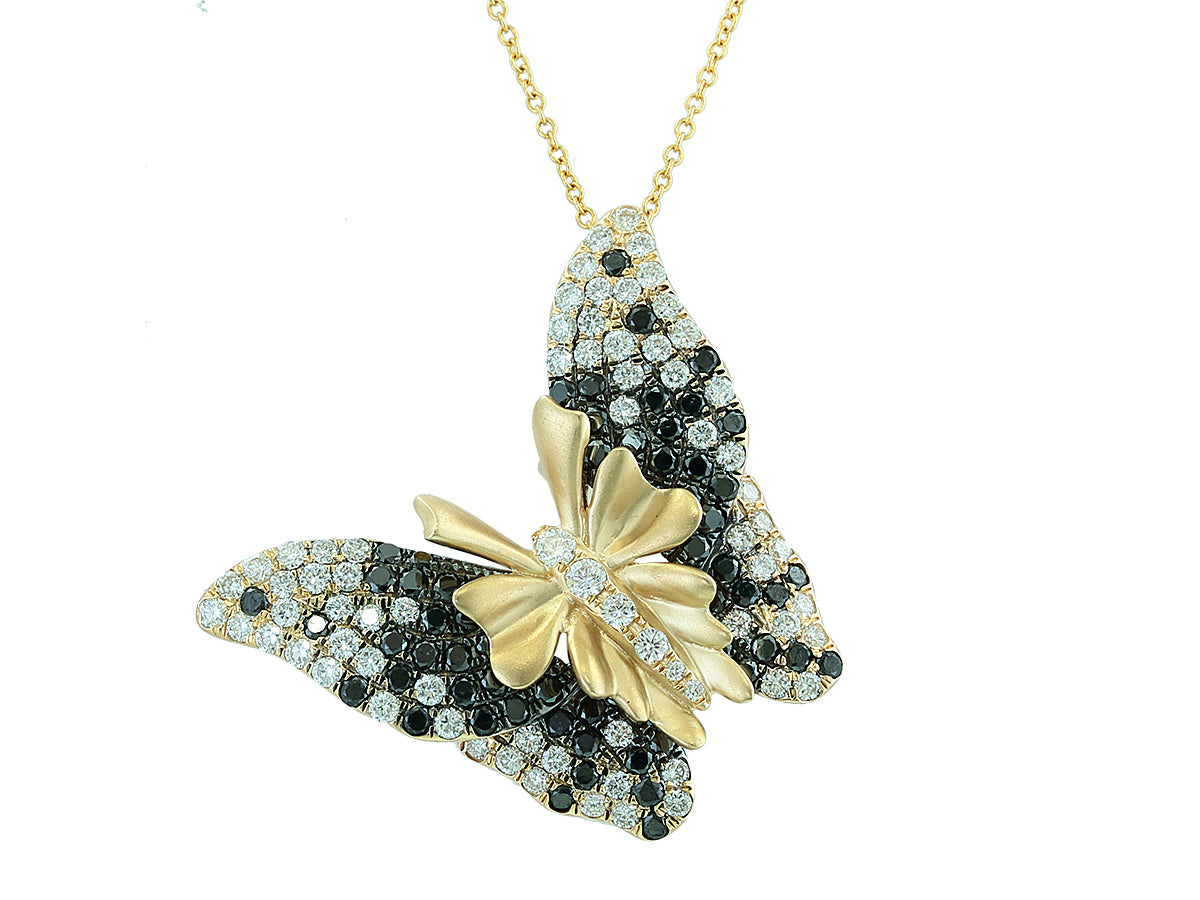 Ladies Black and White Diamond Butterfly