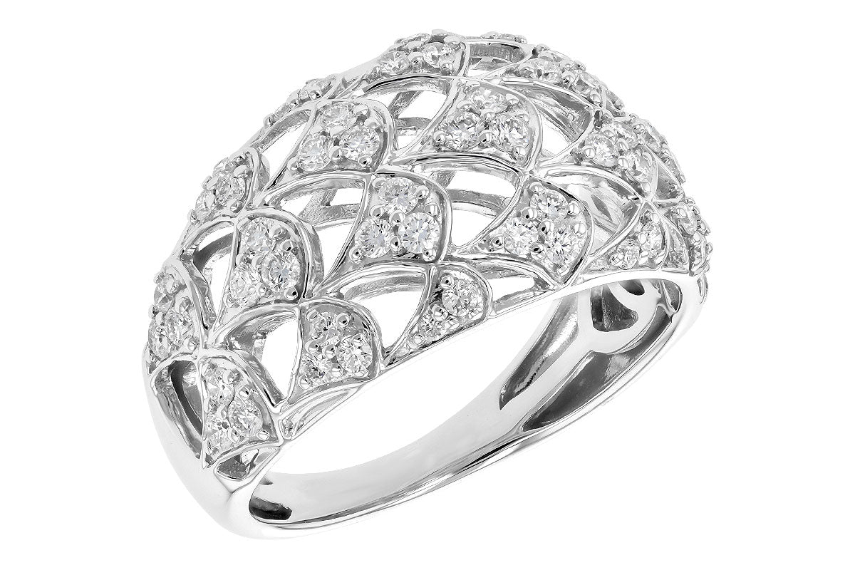 Allison Kaufman Scalloped Diamond Cocktail Ring in 14K White Gold, 0.65 ctw, alternate view
