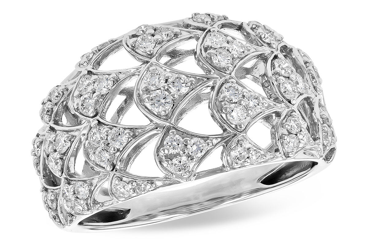 Allison Kaufman Scalloped Diamond Cocktail Ring in 14K White Gold, 0.65 ctw