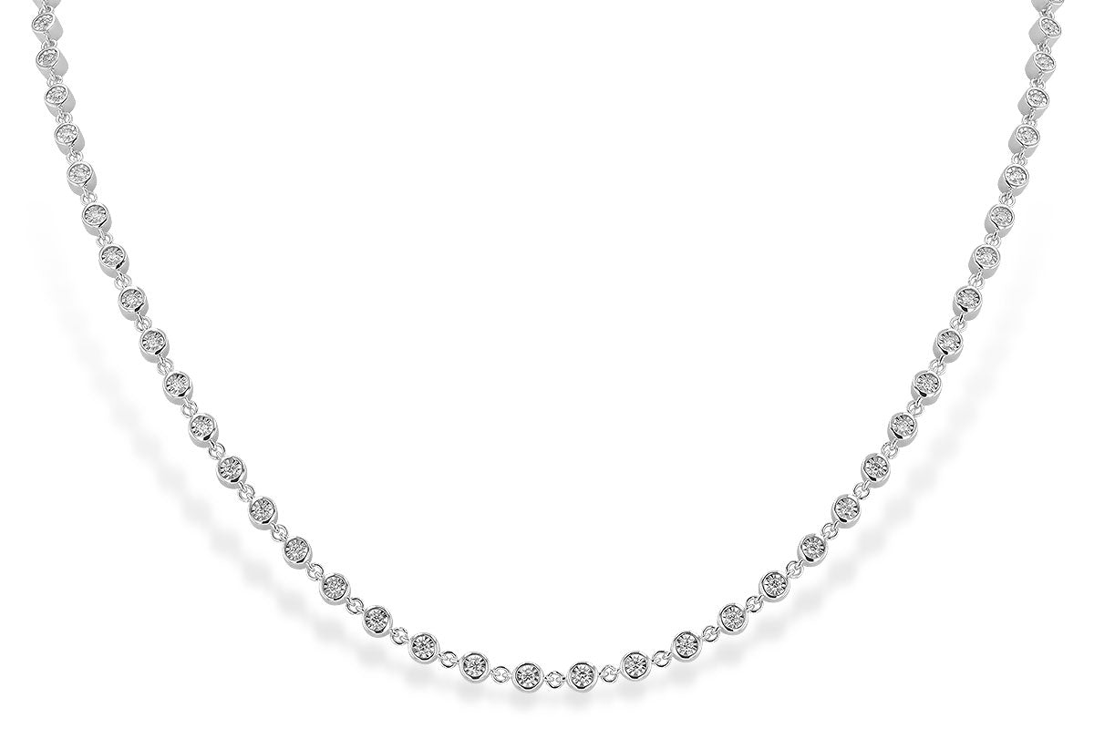 Allison Kaufman Bezel-Set Diamond Tennis Necklace in 14K White Gold, 1.90 ctw