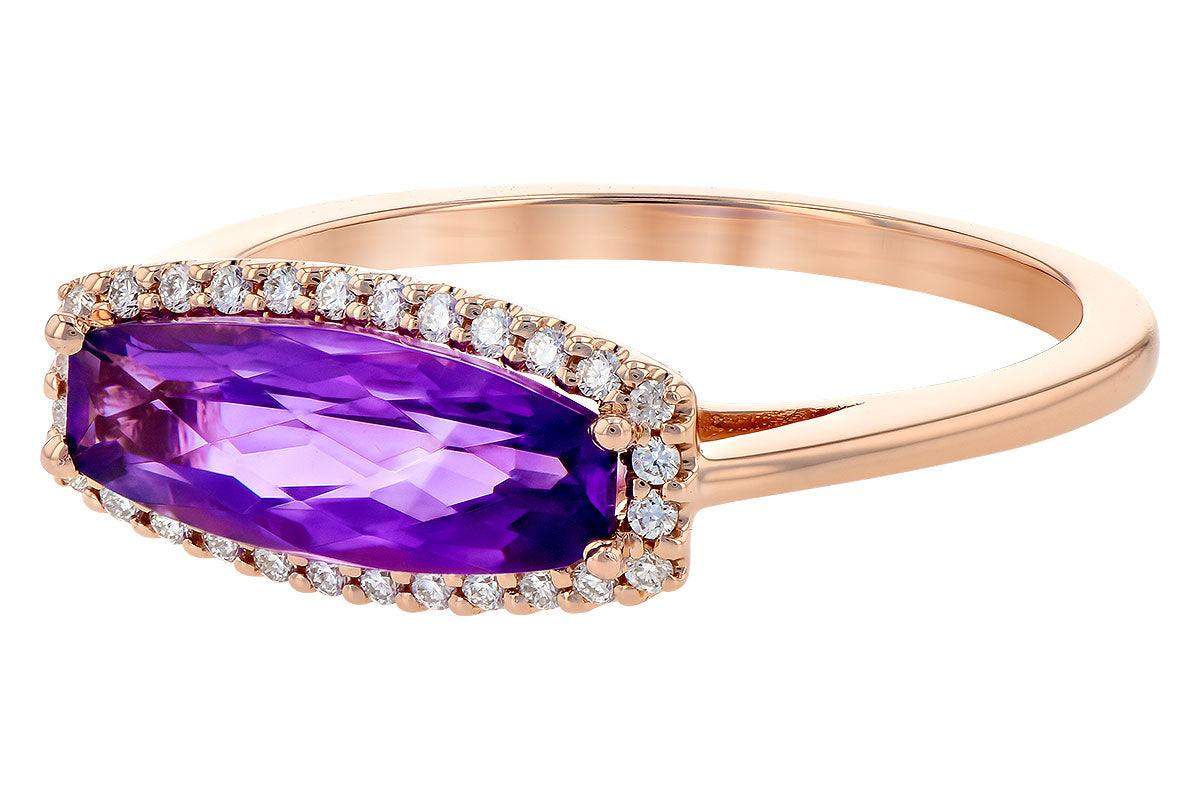 Allison Kaufman Rose-Cut Amethyst & Diamond Halo Ring in 14K Rose Gold, 1.20 ctw, alternate view