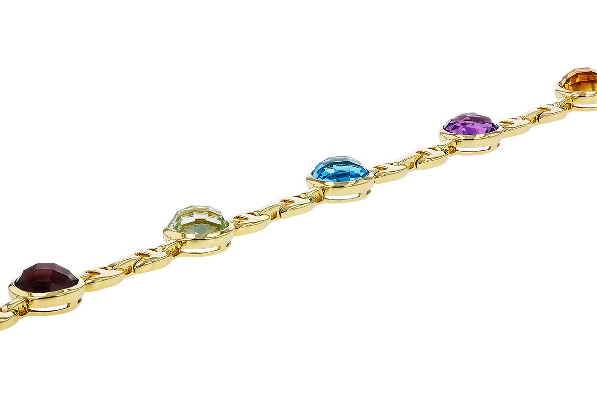 Allison Kaufman Rose-Cut Gemstone Mariner Link Bracelet in 14K Yellow Gold, 7.09 ctw, alternate view