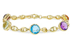 Allison Kaufman Rose-Cut Gemstone Mariner Link Bracelet in 14K Yellow Gold, 7.09 ctw