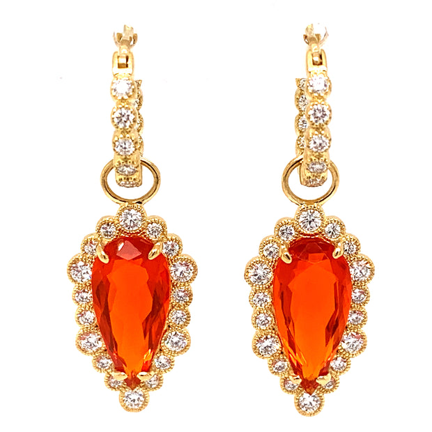 18 Karat Yellow Gold Diamond and Opal Earrings