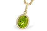 Allison Kaufman Oval Peridot & Diamond Pendant in 14K Yellow Gold, 1.75 ctw