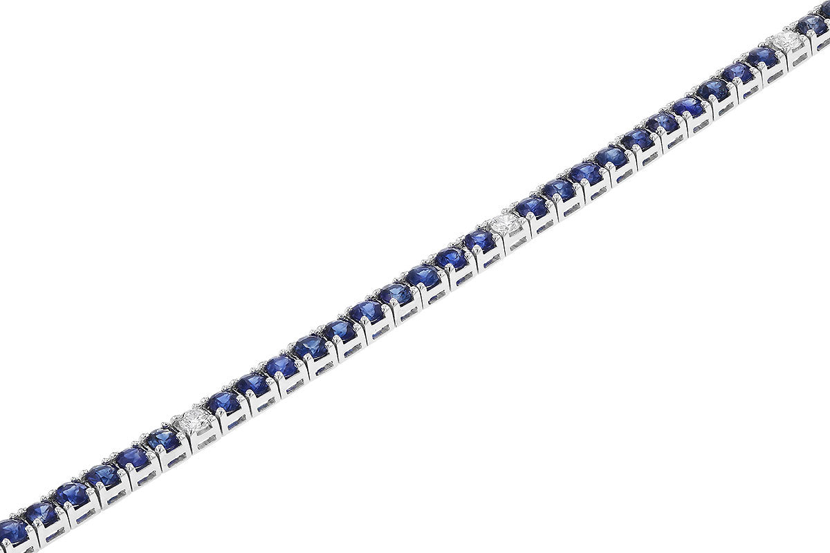 Allison Kaufman Blue Sapphire & Diamond Tennis Bracelet in 14K White Gold, 3.52 ctw, alternate view