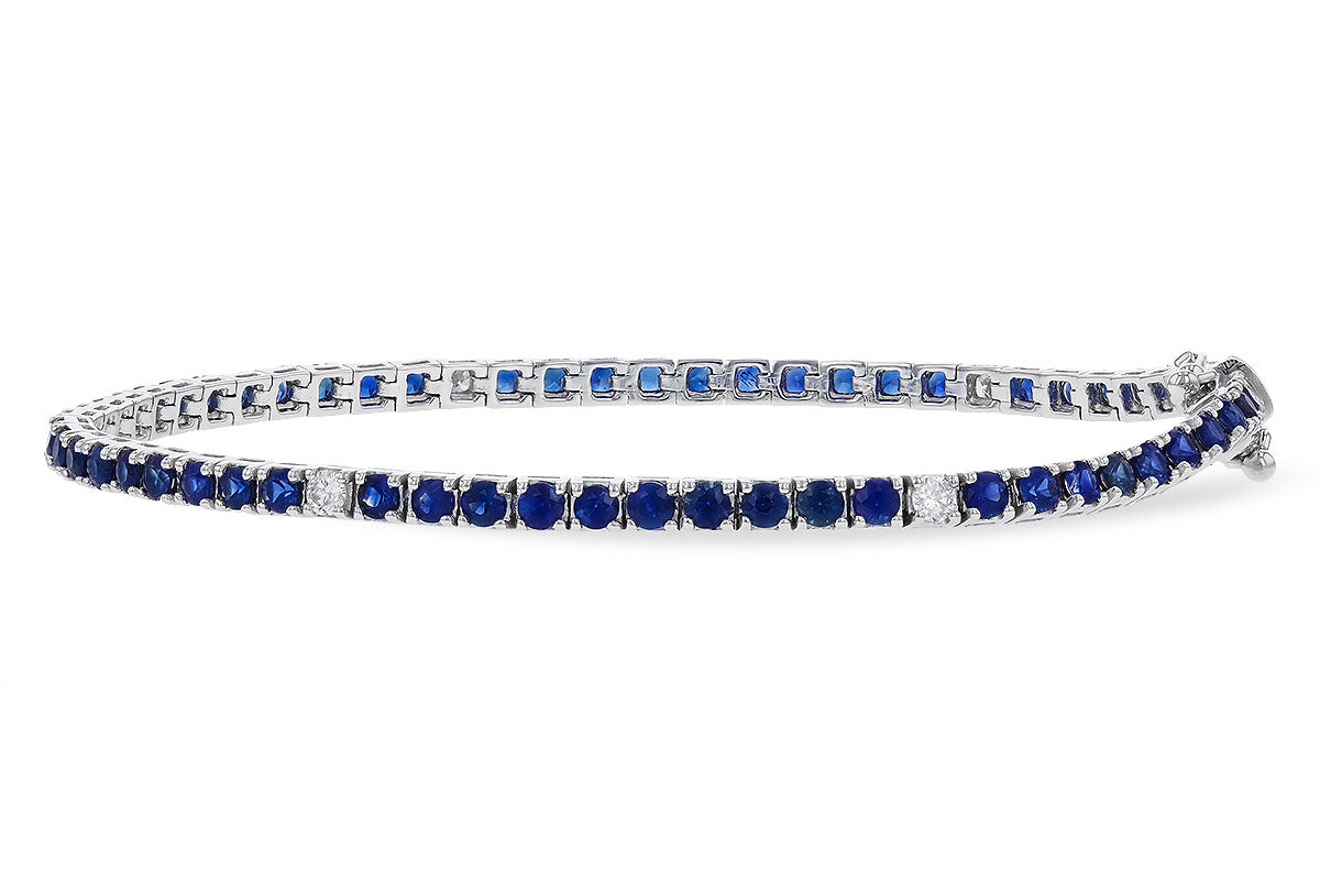 Allison Kaufman Blue Sapphire & Diamond Tennis Bracelet in 14K White Gold, 3.52 ctw