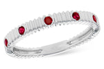 Allison Kaufman Ribbed Ruby Band in 14K White Gold, 0.12 ctw