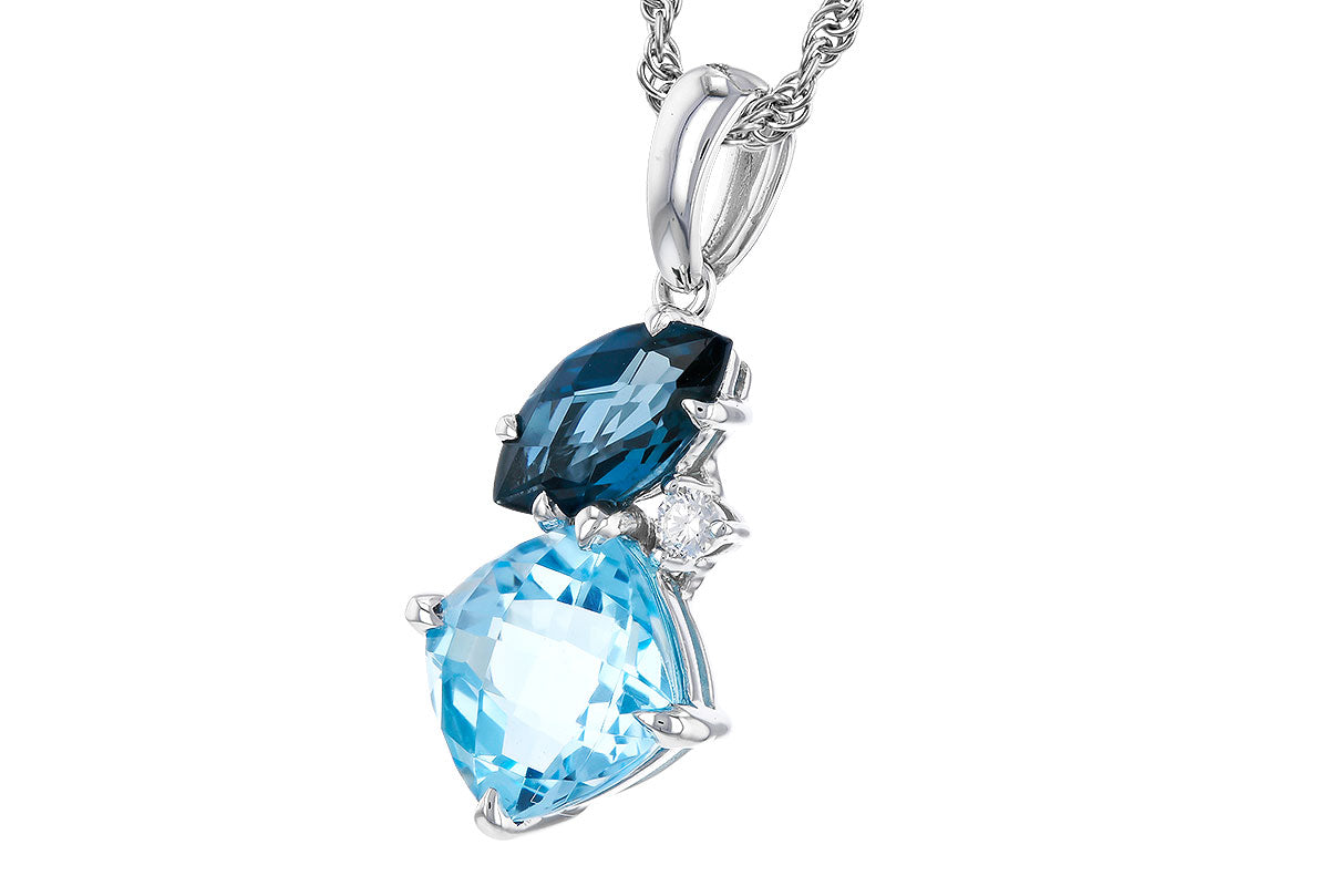 Allison Kaufman Blue Topaz Cluster Pendant in 14K White Gold, 2.40 ctw, alternate view