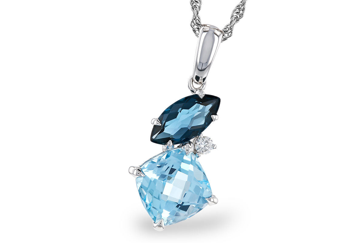Allison Kaufman Blue Topaz Cluster Pendant in 14K White Gold, 2.40 ctw