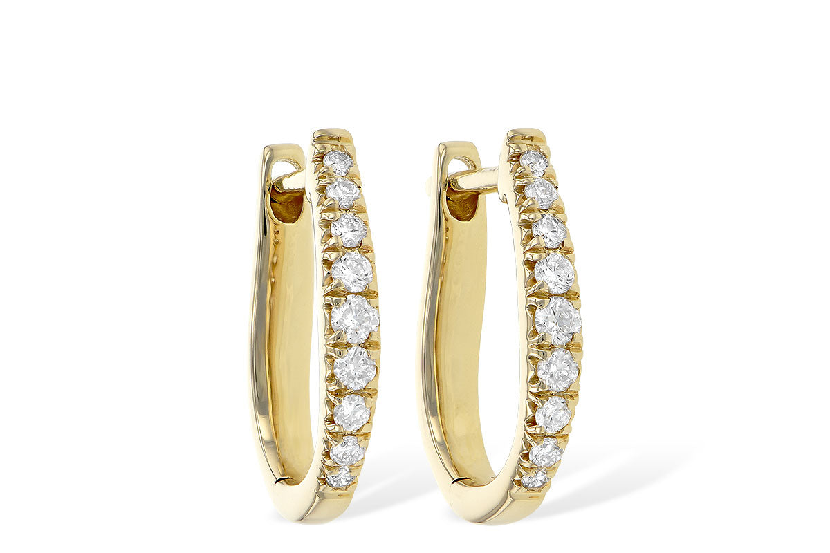 Allison Kaufman Small Graduated Diamond Hoop Earrings in 14K Yellow Gold, 0.25 ctw