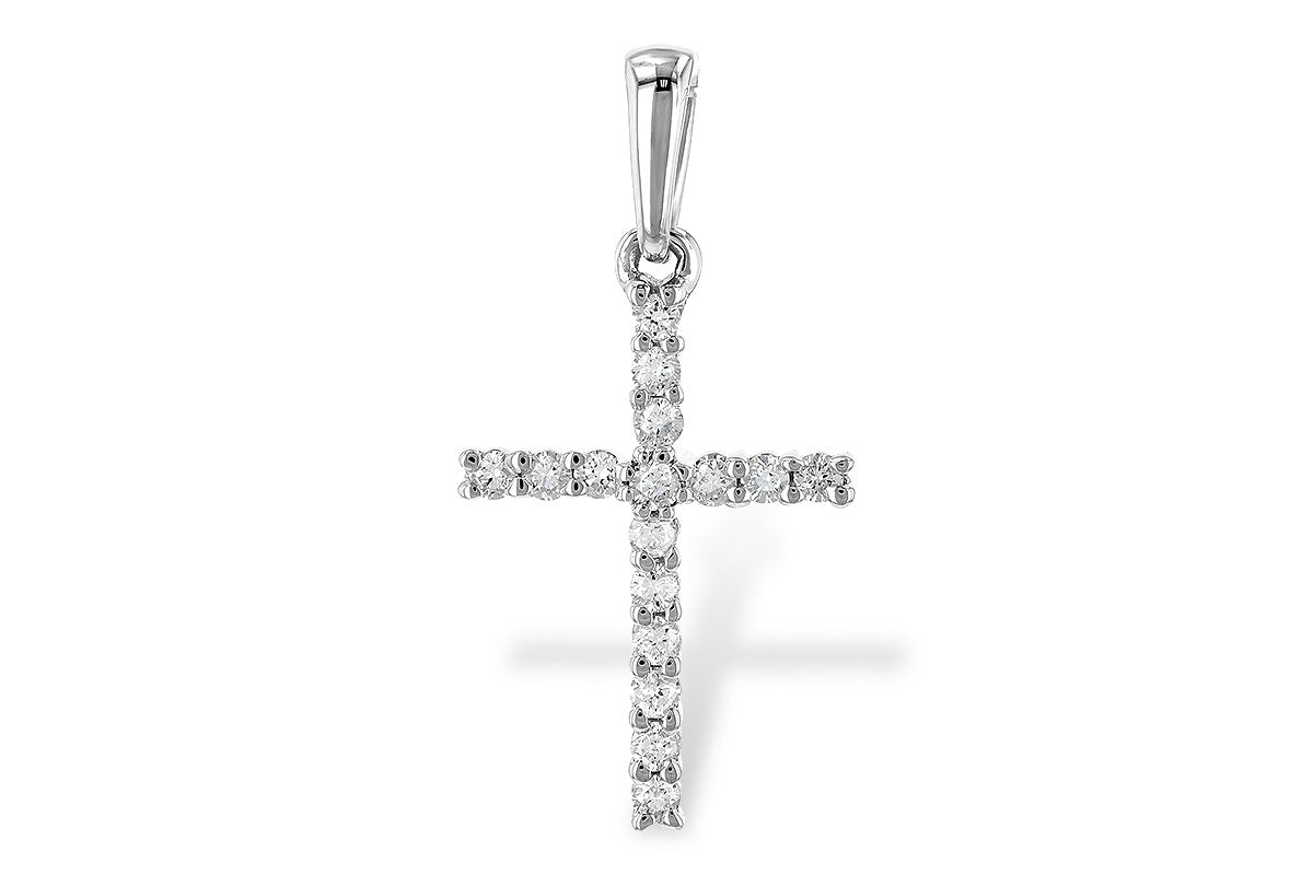 Allison Kaufman Petite Diamond Cross Pendant in 14K White Gold, 0.10 ctw