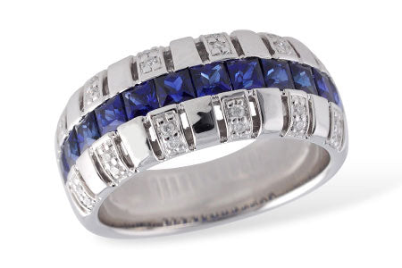 Allison Kaufman Blue Sapphire & Diamond Band in 14K White Gold, 1.54 ctw