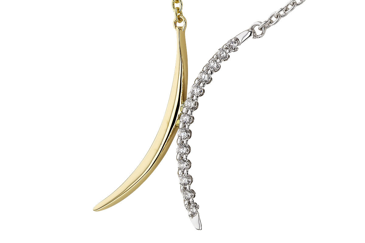 Allison Kaufman Two-Tone Diamond Arch Necklace in 14K Yellow & White Gold, 0.14 ctw, alternate view