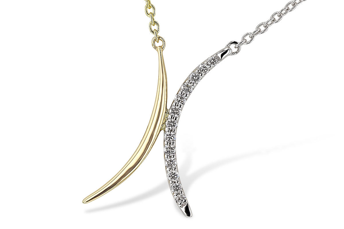 Allison Kaufman Two-Tone Diamond Arch Necklace in 14K Yellow & White Gold, 0.14 ctw