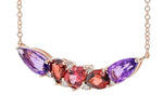 Allison Kaufman Pear Gemstone Cluster Bar Necklace in 14K Rose Gold, 2.19 ctw, alternate view