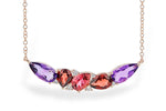 Allison Kaufman Pear Gemstone Cluster Bar Necklace in 14K Rose Gold, 2.19 ctw