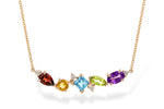 Allison Kaufman Multi-Gemstone Cluster Bar Necklace in 14K Rose Gold, 1.70 ctw