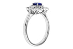 Allison Kaufman Blue Sapphire & Diamond Flower Halo Ring in 14K White Gold, 1.12 ctw, alternate view