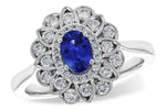 Allison Kaufman Blue Sapphire & Diamond Flower Halo Ring in 14K White Gold, 1.12 ctw