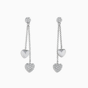 14K White Gold Diamond Hearts Earrings, 0.25 TCW
