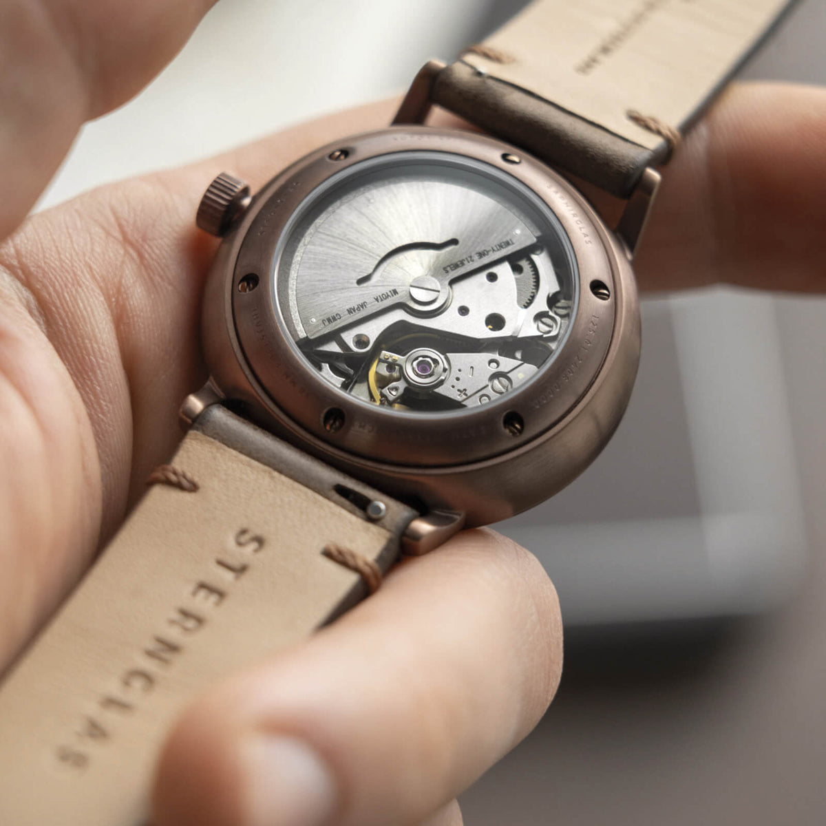 Sternglas "Naos Automatic" Watch in Bronze-Tone Steel, Alabaster Dial
