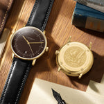 Sternglas "Naos Edition Heritage" Quartz Watch in Gold-Tone, Espresso Brown Dial