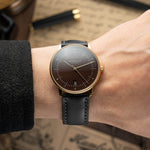 Sternglas "Naos Edition Heritage" Quartz Watch in Gold-Tone, Espresso Brown Dial