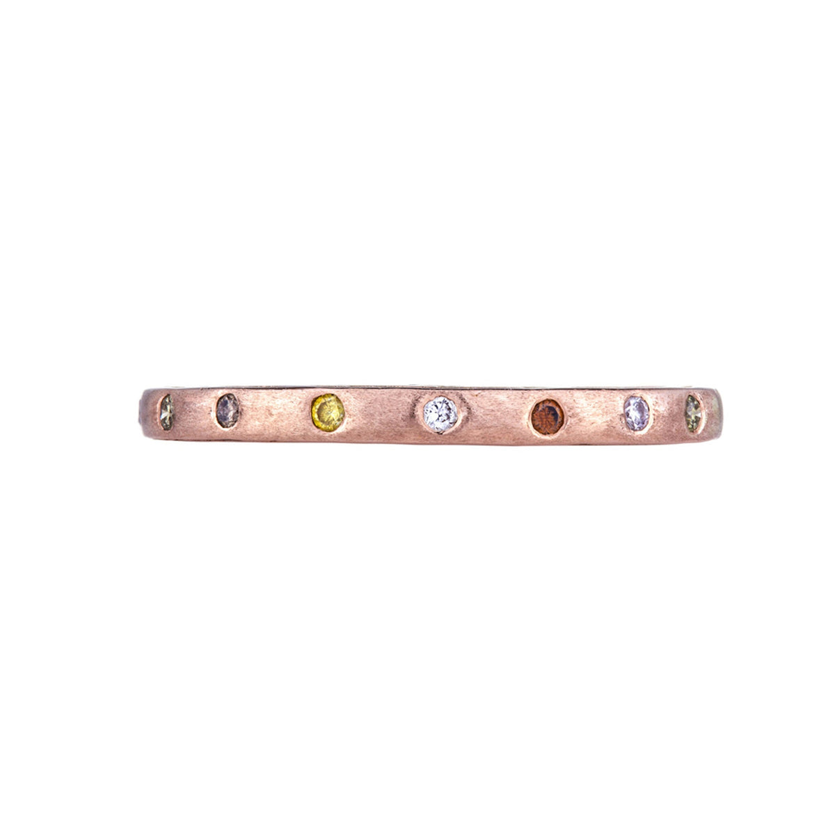 Sethi Couture "Dunes" Multi-Color Diamond Narrow Ring in 18K Rose Gold, 0.17 ctw