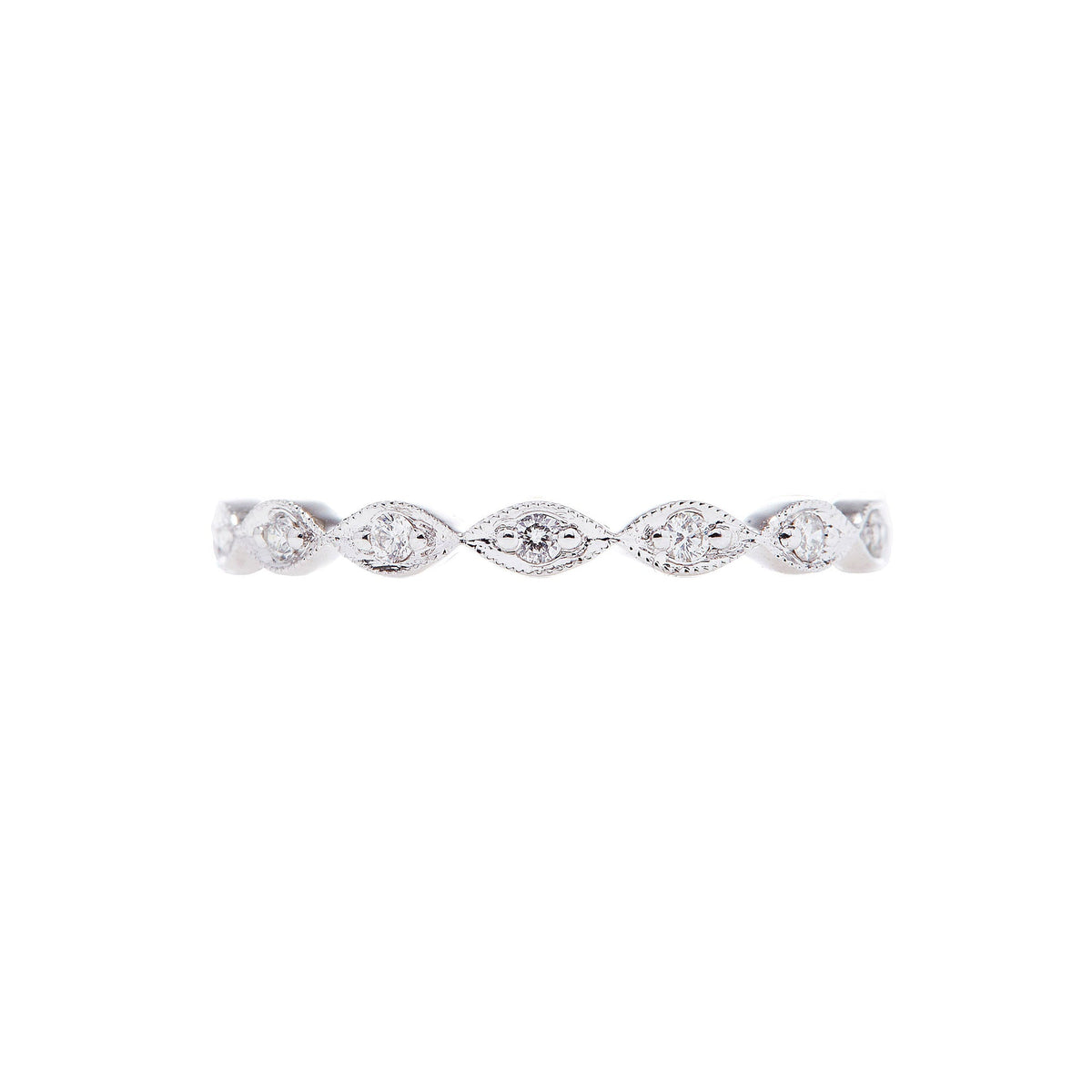 Sethi Couture "Eleanor" Vintage-Inspired Diamond Band in 18K White Gold, 0.15 ctw