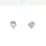 Diamond 3 Prong Martini 14K White Gold Studs