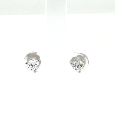 Diamond 3 Prong Martini 14K White Gold Studs